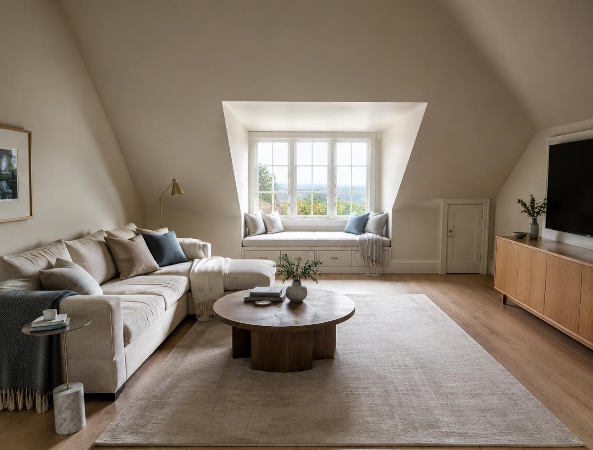 Attic living space with a dormer window seat and sloped ceiling